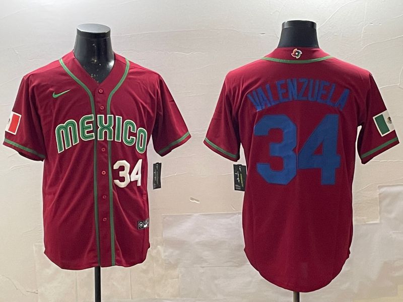 Men 2025 World Cub Mexico #34 Valenzuela Red Nike MLB Jersey style 7->more jerseys->MLB Jersey